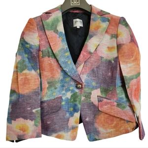 NWT Giorgio Armani Collezione Linen Blend Watercolor Floral Crop Blazer